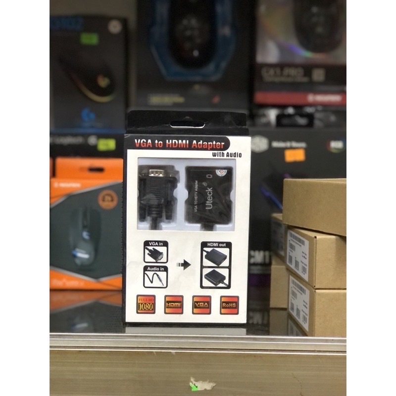 Cáp chuyển đổi từ VGA sang HDMI có âm thanh-VGA TO HDMI có âm thanh, đầu chuyển vga-hdmi+audio, chuyển vga-hdmi, giá rẻ.