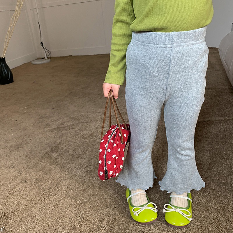 Se7en Quần Ống Loe Lưng Thun Màu Trơn Mùa Thu Phong Cách Hàn Quốc Thường Ngày Cho Bé Gái