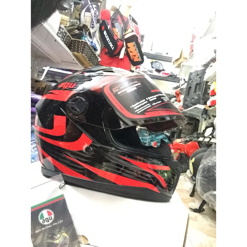 Combo nón full face AGU SÓI ĐỎ + SỪNG NHỌN + ĐUÔI GIÓ TẶNG FREE TÚI ĐỰNG mũ chống trầy