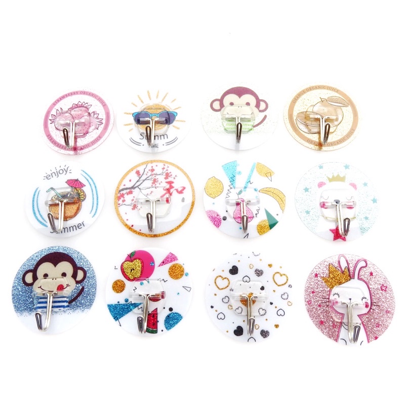 Móc treo dán tường hình tròn kim tuyến móc sắt chịu lực chắc chắn