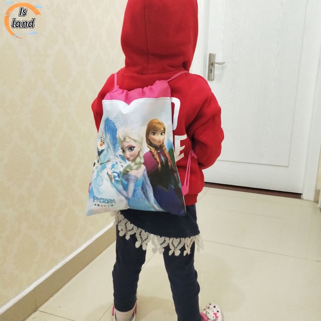 Balo dây rút vải không dệt in hình Frozen cho bé