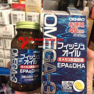 {Chính hãng - Ảnh thật} Dầu cá Omega 3 Orihiro fish oil, Omega 3 EPA & DHA Orihiro hộp 180 viên hàng nội địa Nhật Bản