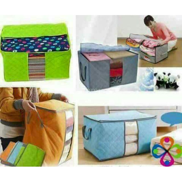TÚI VẢI ĐỰNG CHĂN MÀN QUẦN ÁO ĐA NĂNG -SET 3 TÚI KÍCH THƯỚC 60X42X36CM