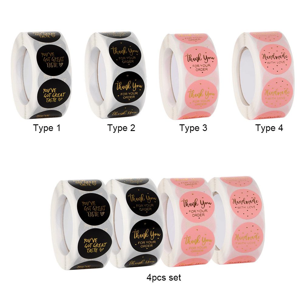 Cuộn 500 Nhãn Dán In Chữ Thank You Độ Dính Cao Dùng Gói Quà Tặng