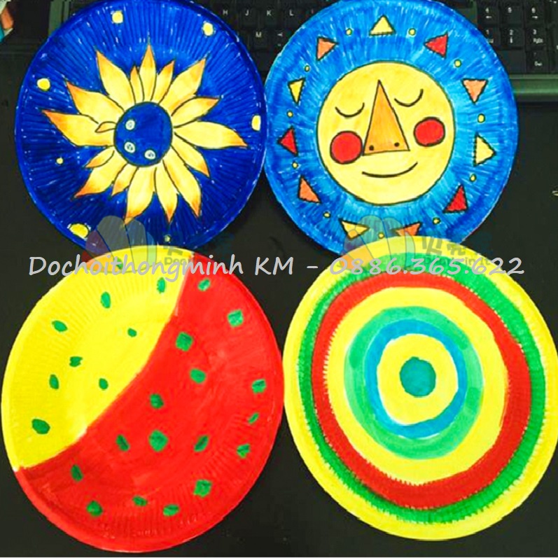 Set 10 đĩa giấy màu sắc cho bé hoạt động mỹ thuật thủ công