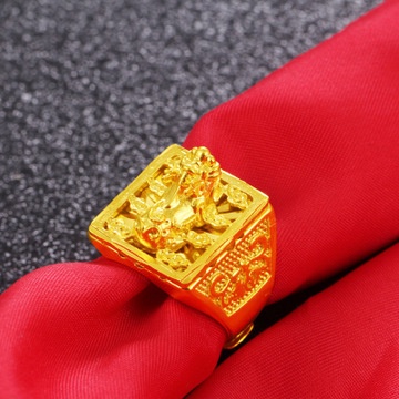 Nhẫn Vàng Pixiu Shakin Phong Thủy May Mắn Dạng Hở Có Thể Điều Chỉnh Kích Cỡ