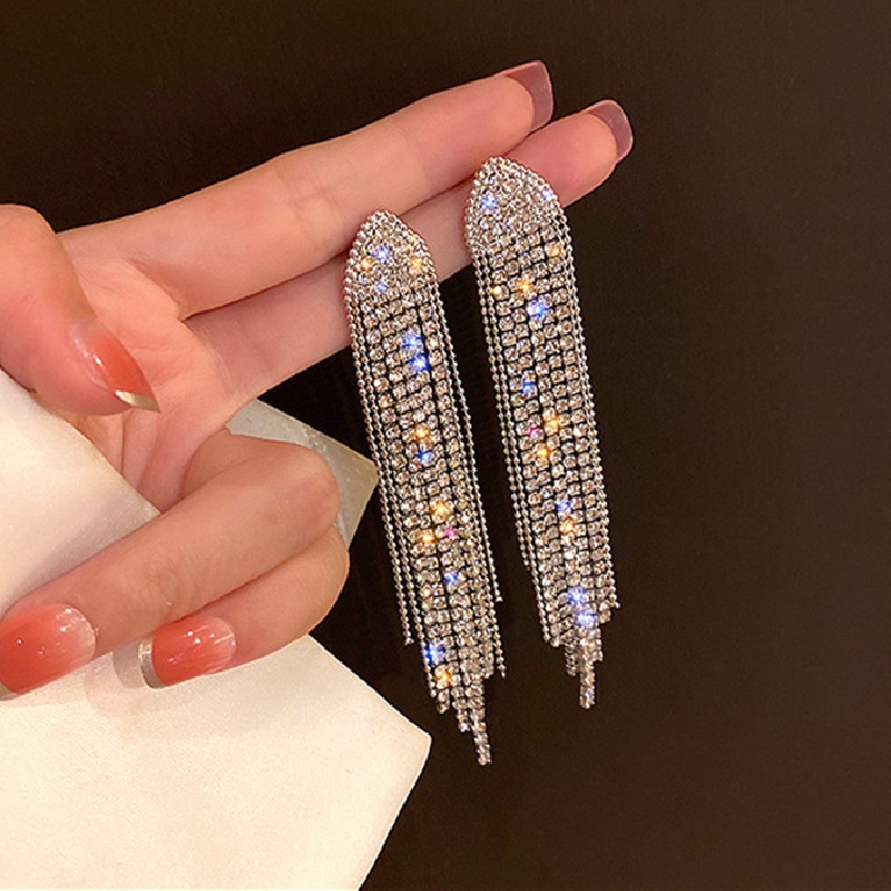 Bông Tai Mạ Bạc 925 Hình Tam Giác Đính Đá Zircon Phong Cách Âu Mỹ Cho Nữ
