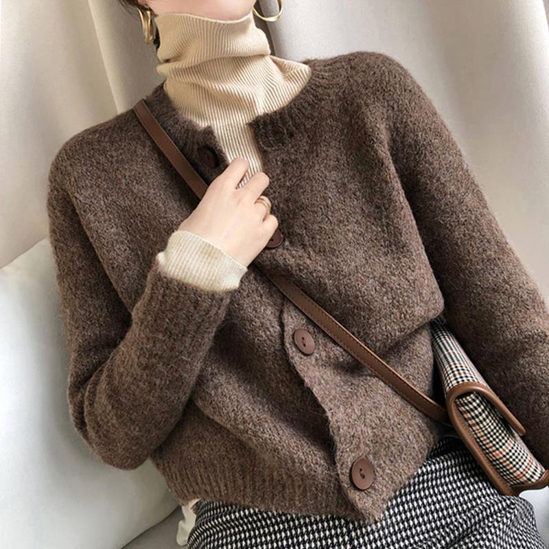 Áo khoác len cardigan dáng rộng thời trang cho nữ