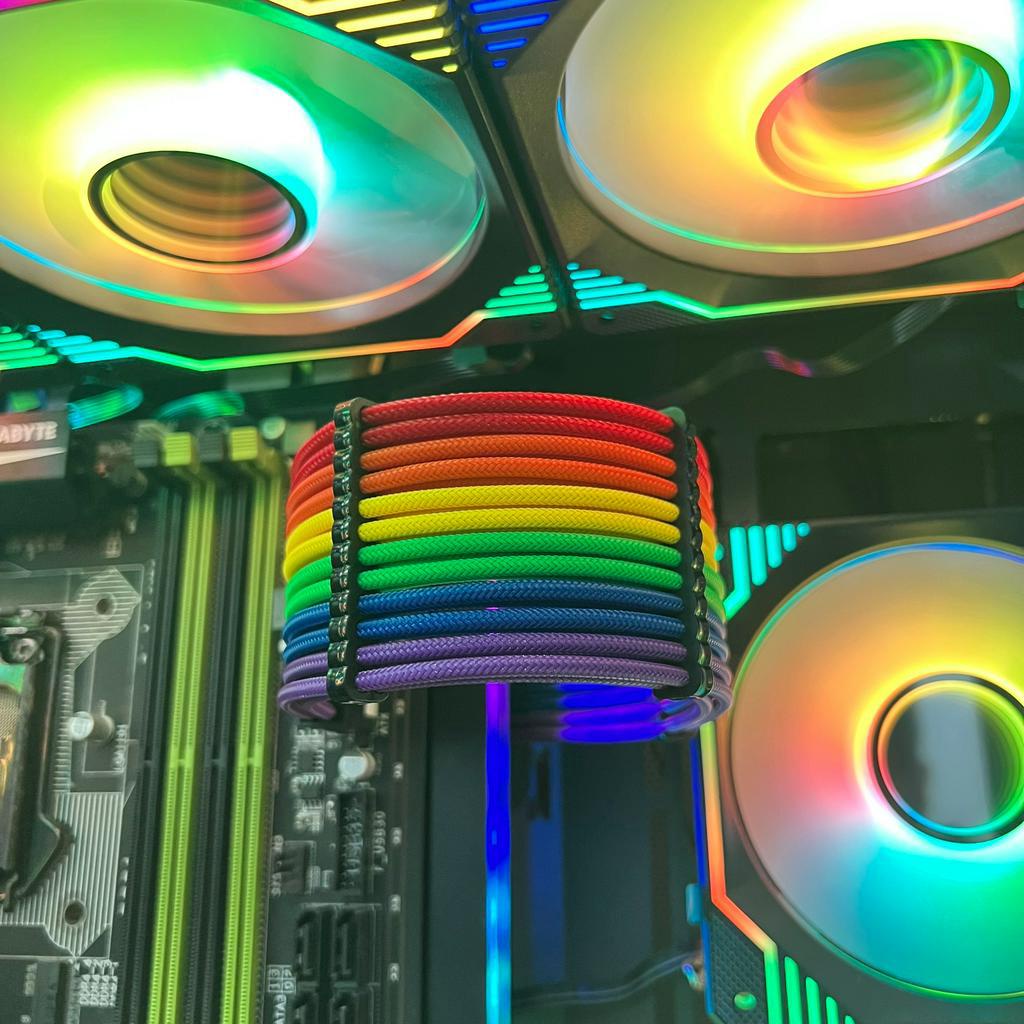 Bộ Dây Nguồn Nối Dài Bọc Dù Colorful Mod Màu Cầu Vồng 7 Mầu - Hàng FullBox