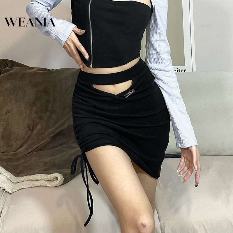 Chân Váy Lưng Cao Phối Dây Rút Quyến Rũ Thời Trang Cho Nữ