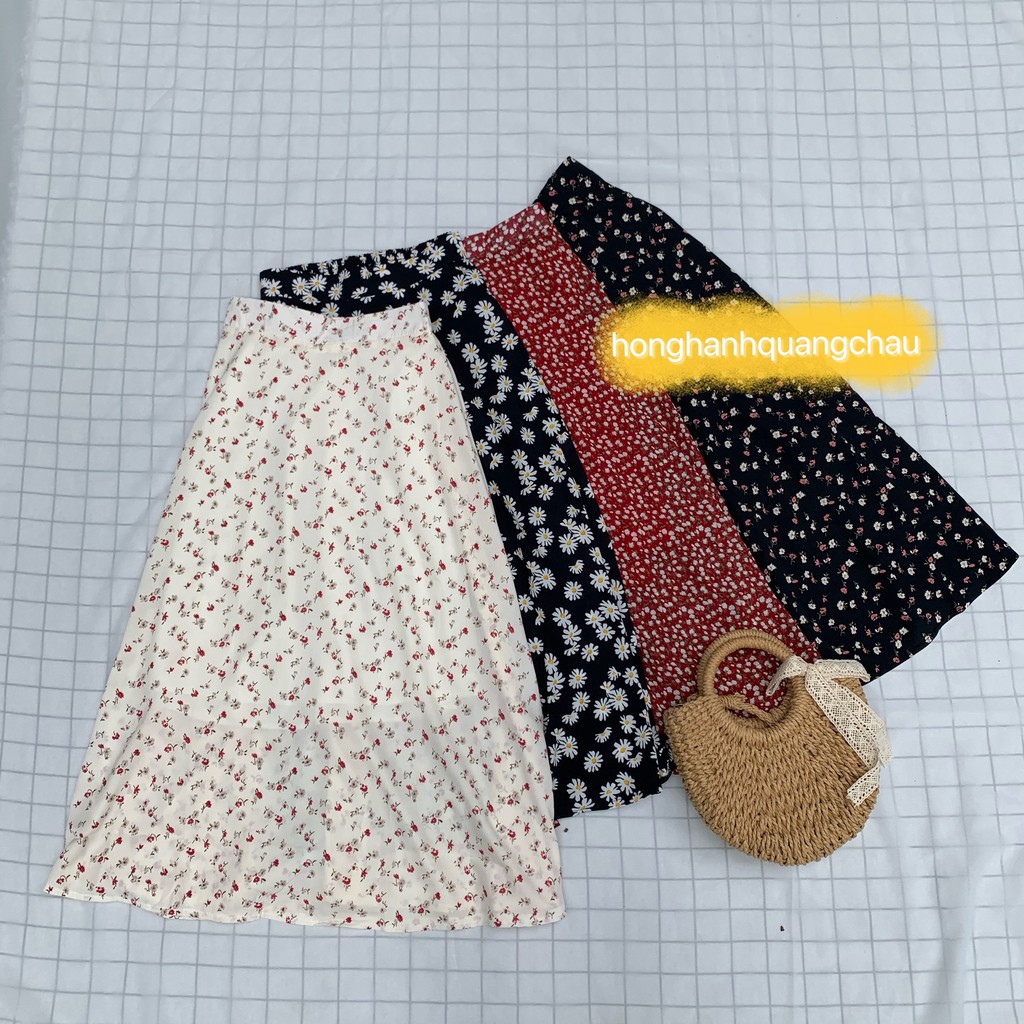 Chân váy hoa nhí vintage hàng quảng châu 2 lớp - Hồng Hạnh Quảng Châu | BigBuy360 - bigbuy360.vn