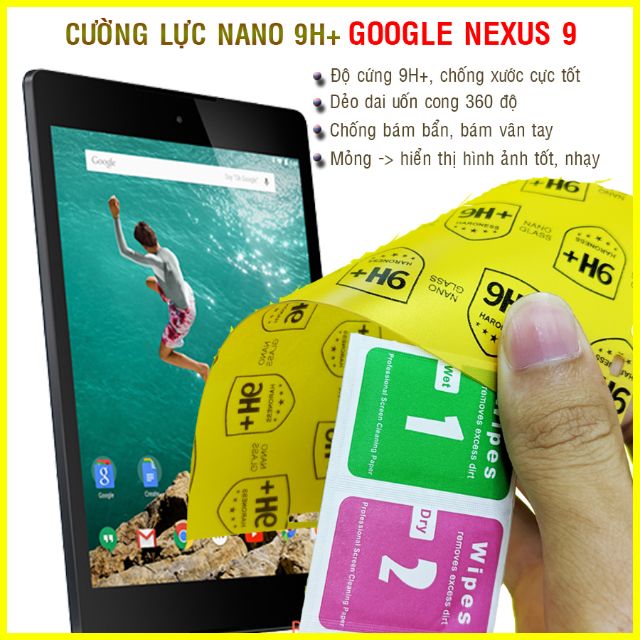 Dán cường lực dẻo nano 9H+ Google Nexus 9