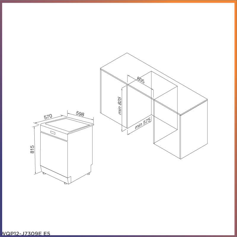 Máy rửa bát âm tủ Malloca WQP12 - J7309E E5 nhập khẩu nguyên chiếc ( Bảo Hành 3 Năm )