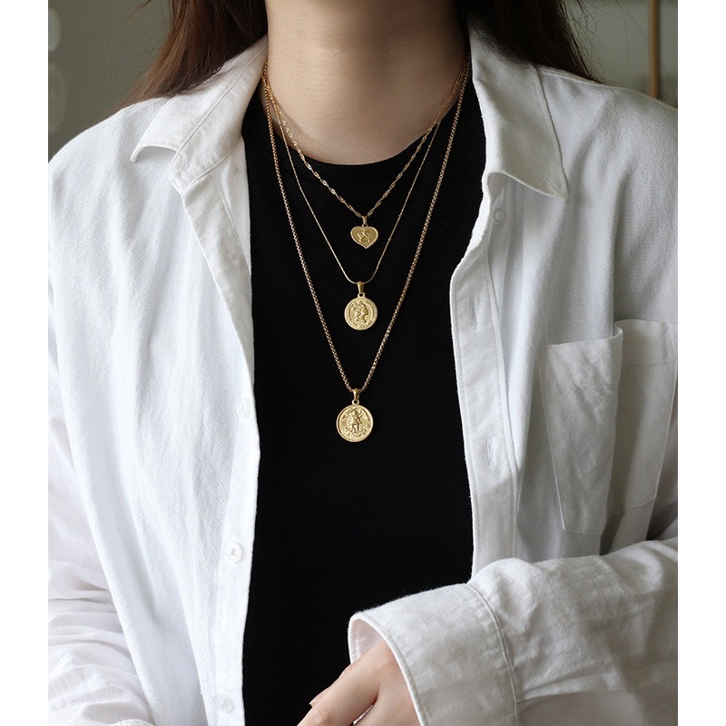Mặt dây chuyền titan vintage mạ vàng 18K nhiều kiểu không gỉ
