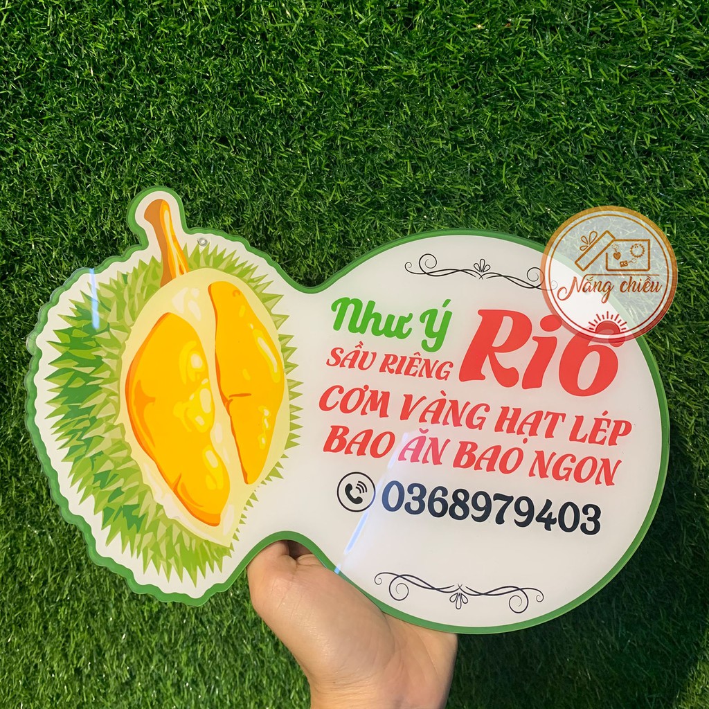 [GIÁ CỰC RẺ] - Biển hiệu mica treo shop bán hàng online - Thiết kế hình trái sầu riêng theo yêu cầu