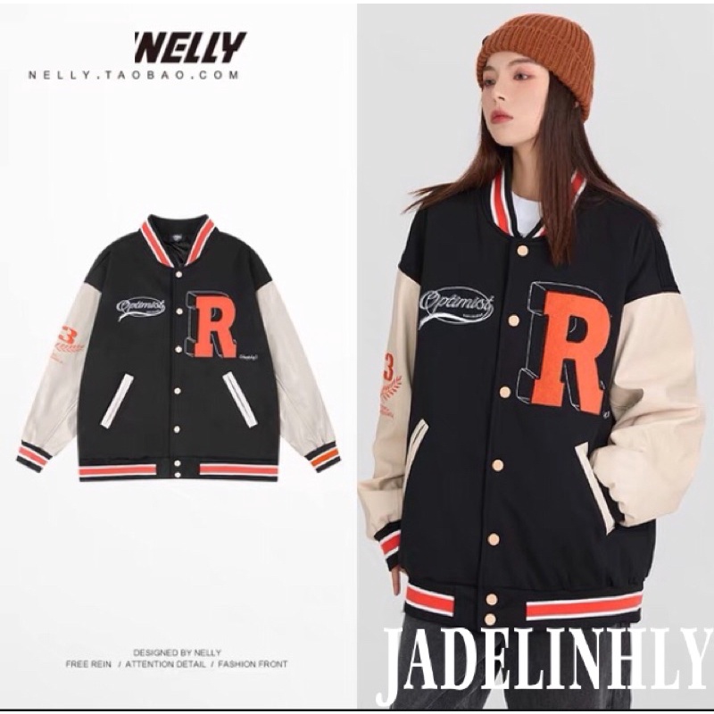 Áo khoác nelly nỉ tay da sale (có sẵn) optimist 3r