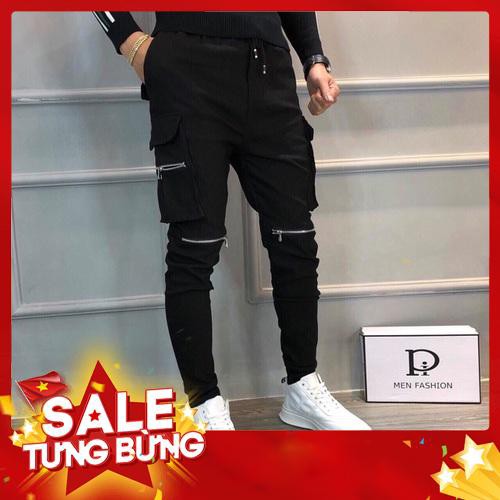 Quần joker nam kéo khoá đen cao cấp -Hàng nhập khẩu