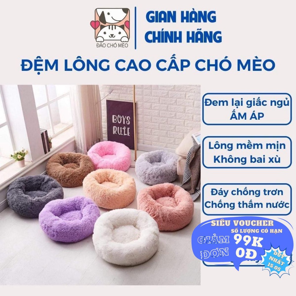 Đệm nằm cho chó mèo ngủ lông cao cấp siêu hot 2021 loại đẹp, ổ đệm cho chó mèo nhiều size lớn thoải mãi - daochomeo