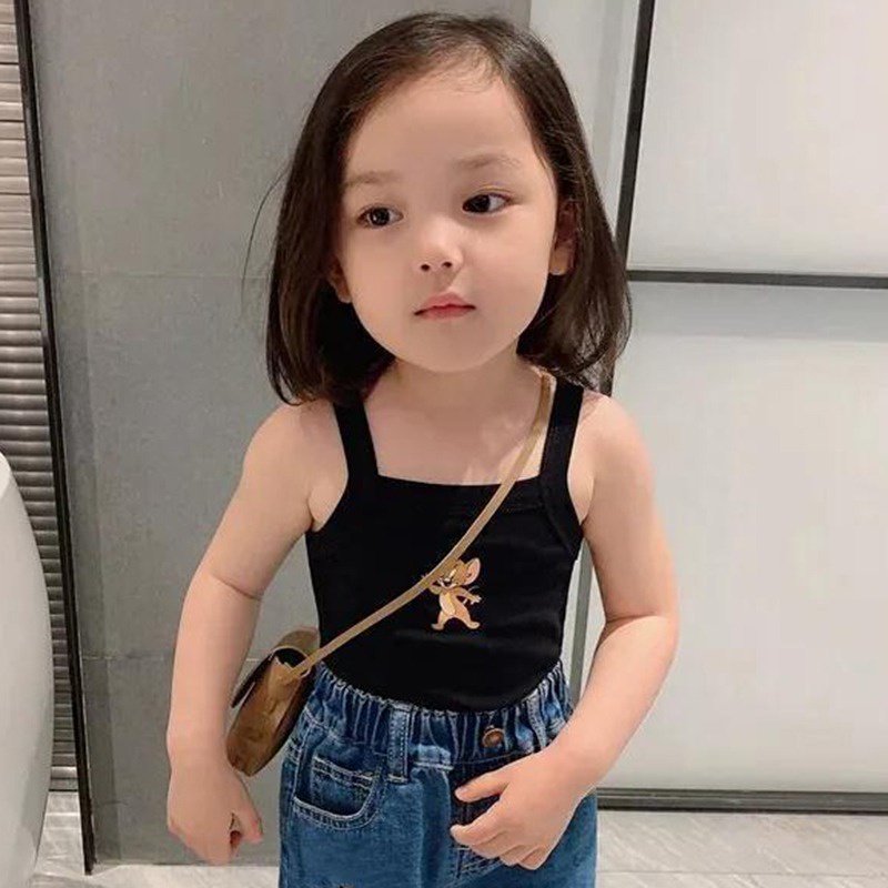 Áo hai dây in họa tiết hoạt hình nhiều màu sắc thời trang mùa hè xinh xắn cho bé gái