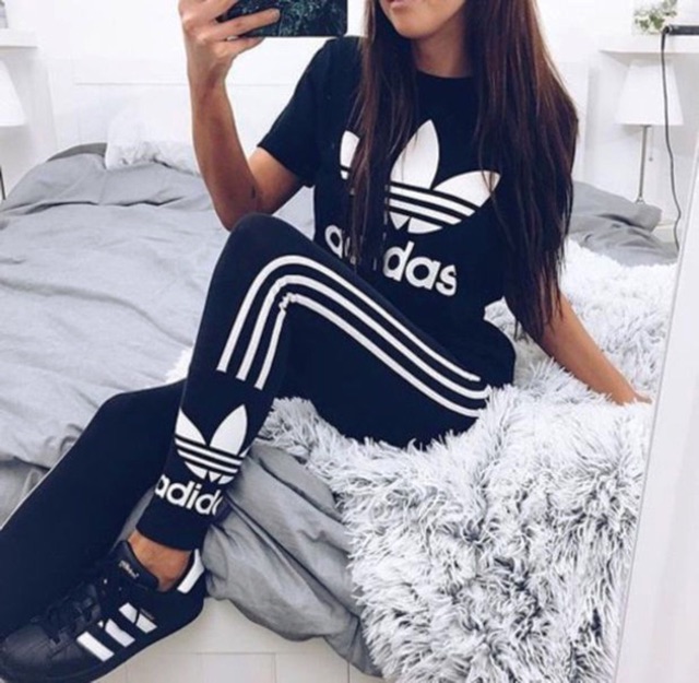 Quần Legging short das 3 sọc logo chân 3-Stripes Trefoil leggings 661 originals 3-Stripes Trefoil leggin