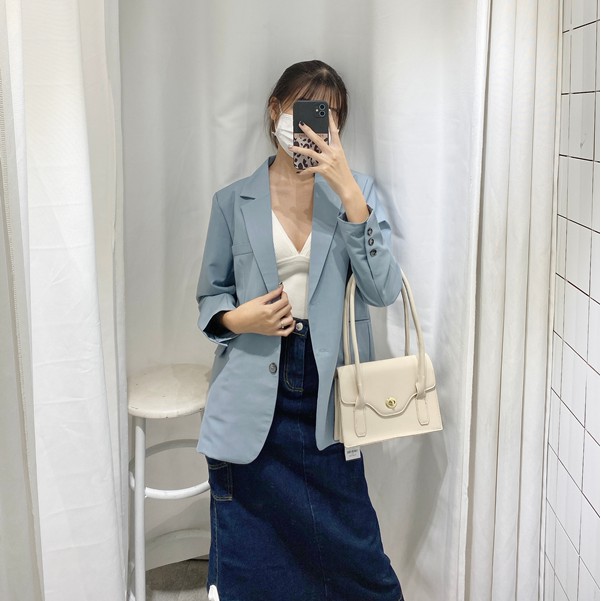 Áo khoác blazer nữ vải cotton đứng form lót demi tông màu Pastel mùa hè- freesize - AKTK038