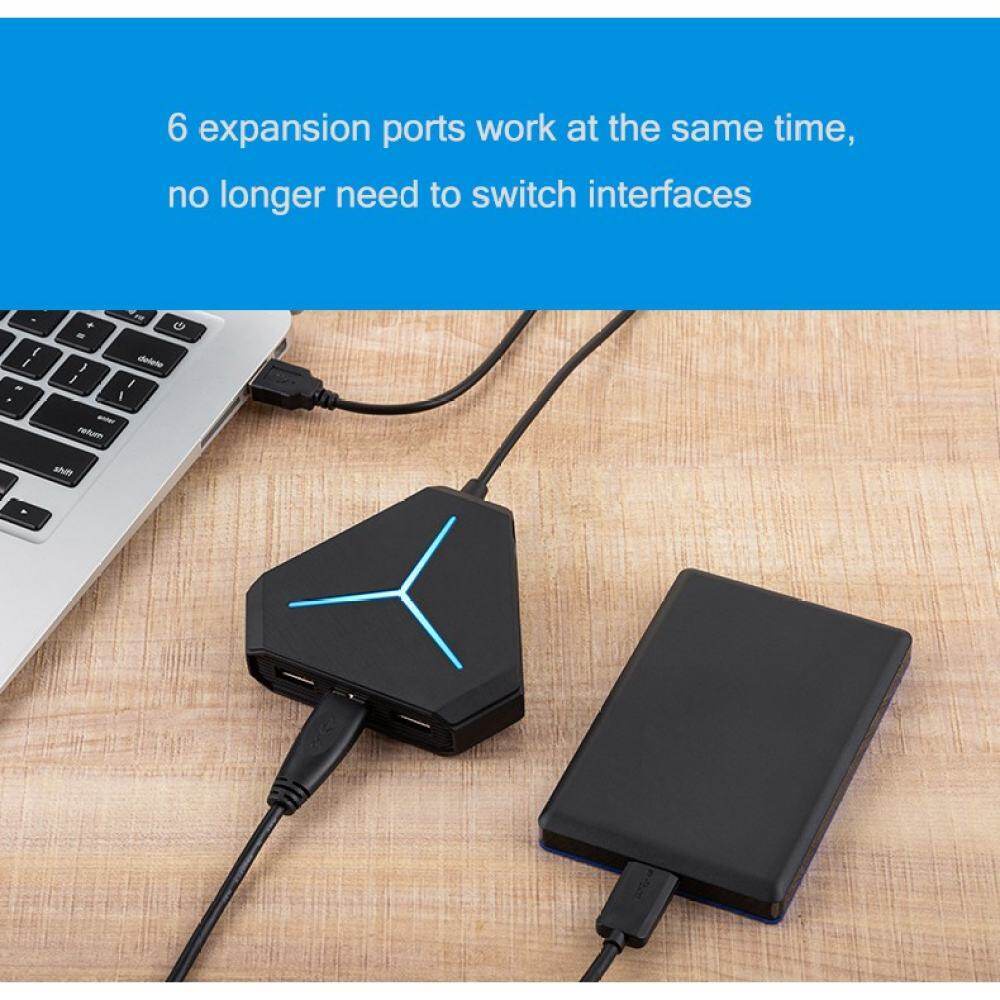 Bộ Chia 6 Cổng USB 3.0 6 Cổng Có Đèn LED Báo Hiệu Tốc Độ Cao Cho Macbook Laptop PC