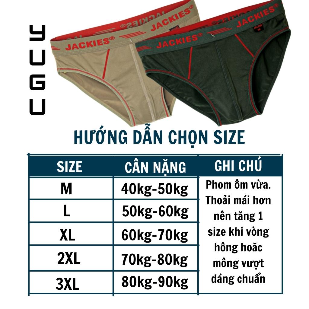 Quần lót nam thun lạnh cao cấp JACKIES S05 - YUGU - Quần sịp nam tam giác chính hãng Việt Nam 40kg-90kg,1 chiếc, che tên