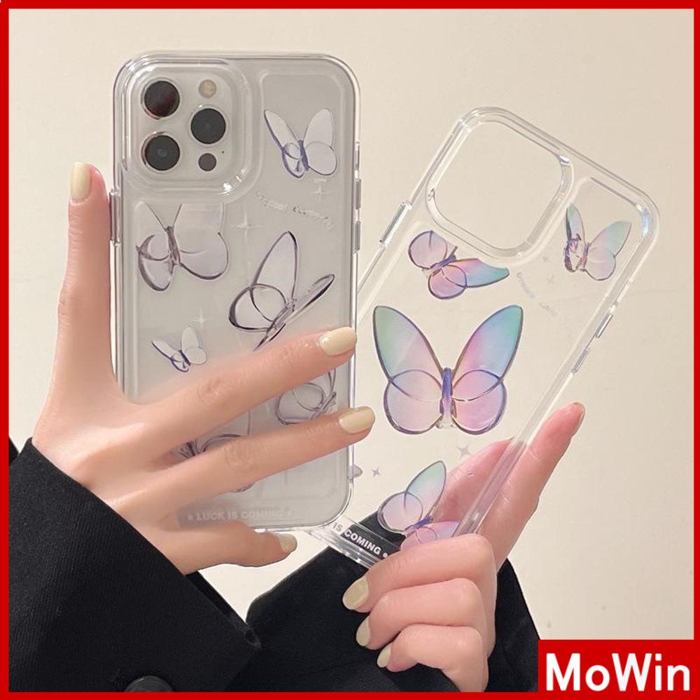 iPhone Case Clear Case Soft Thick TPU Shockproof HD Protection Camera Plating Button Gradient Butterfly For iPhone 13 Pro Max iPhone 12 Pro Max iPhone 11 iPhone 7 Plus