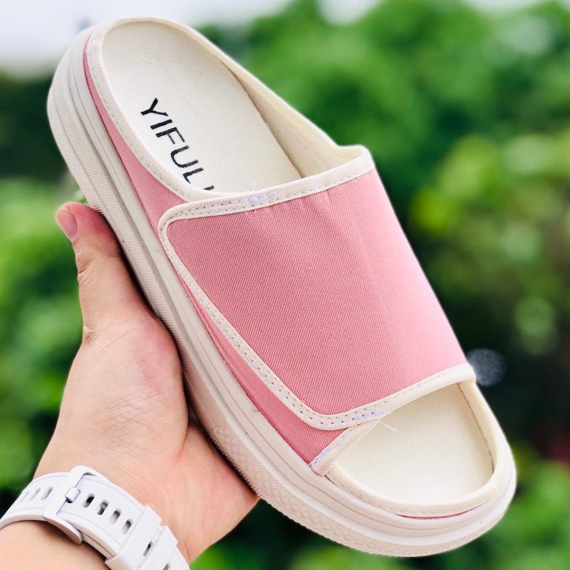 Giày vãi unisex đạp gót ❤️FREESHIP + Hộp❤️ dép quai ngang thể thao nam nữ, sục hở mũi đạp gót chất xịn, đế cao, Hồng