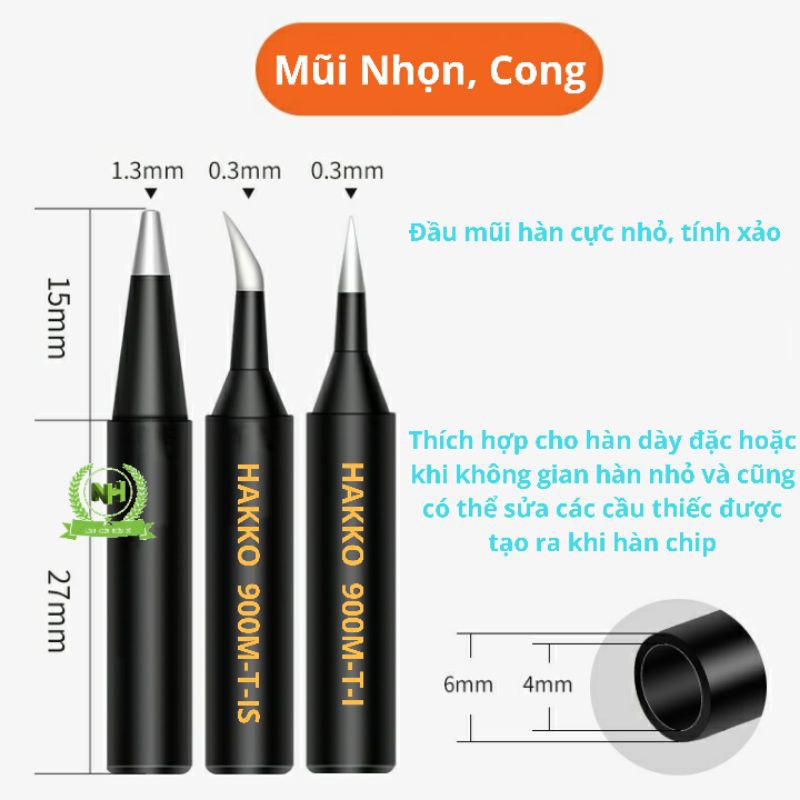 Mũi hàn HAKKO không chì Mạ Đen sử dụng cho trạm hàn 900M.933.376.907.913.951+ Loại Cao Cấp