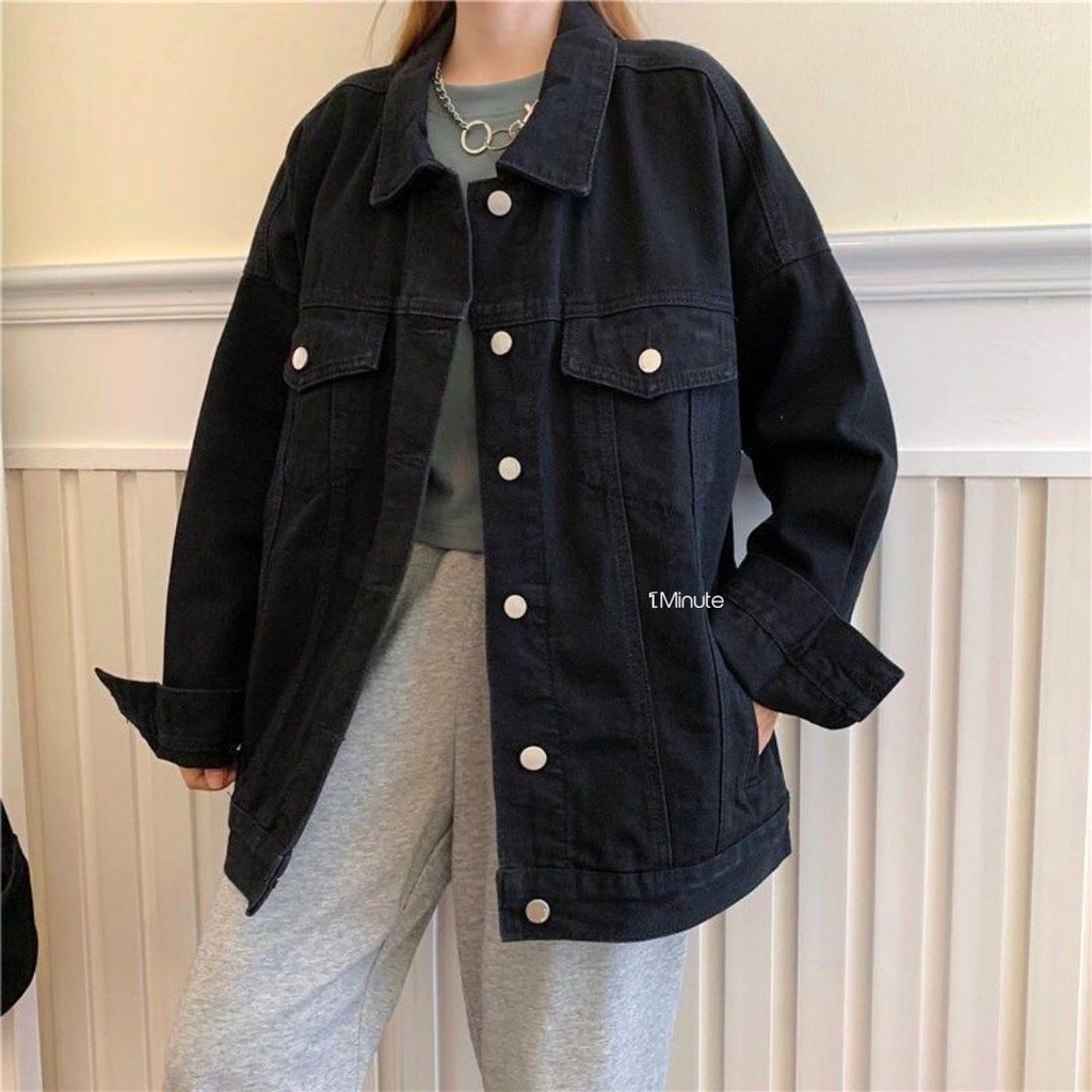 Áo khoác jeans Unisex Ulzzang - Áo khoác bò nam nữ phong cách thời trang trẻ trung 1Minute