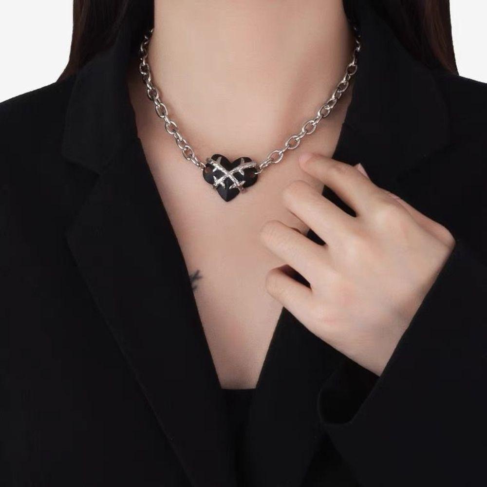 AROMA Vòng Cổ Choker Mặt Trái Tim Phong Cách Hàn Quốc Thời Trang Cho Nữ