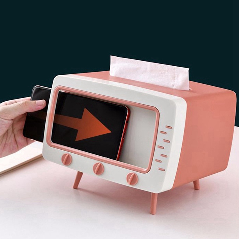 Desktop TV-shaped tissue box mobile phone card slot rack