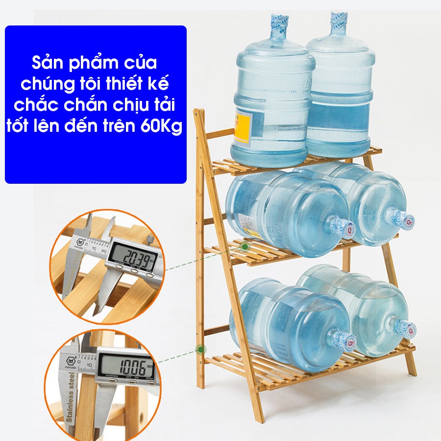 Giá kệ để chậu hoa, cây cảnh, để đồ đa năng bằng gỗ tre tự nhiên Vango V15 sang trọng, hiện đại, sơn phủ bóng chống nước