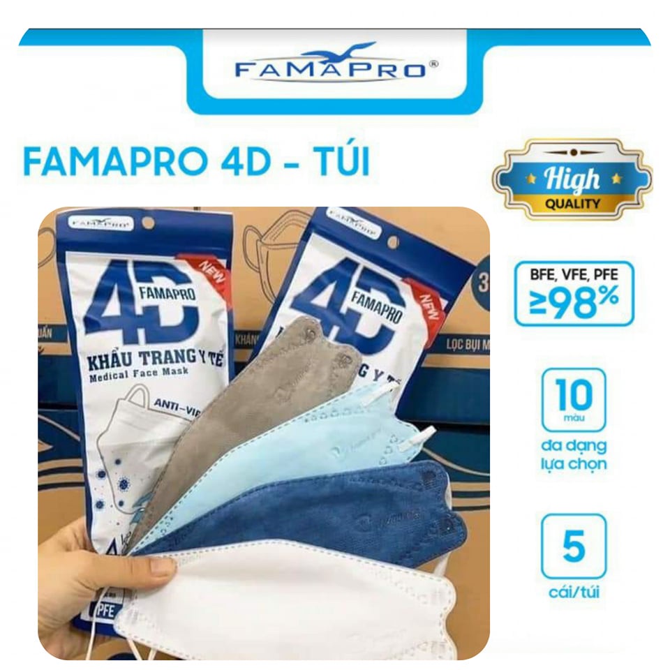 COMBO 2 Túi khẩu trang 4D fmapro Kf94 Nam Anh chuẩn Hàng Quốc(Túi 10 cái)