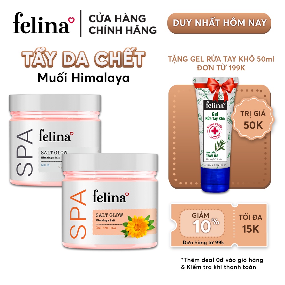 [Mã FMCGMALL -8% đơn 250K] Tẩy tế bào chết Felina 500g - Muối hồng Himalaya