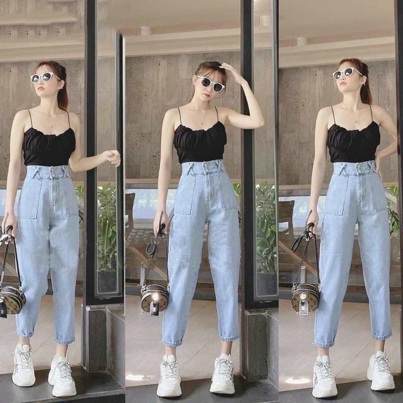 Quần jean baggy nữ quần bò baggy cạp cao dáng suông