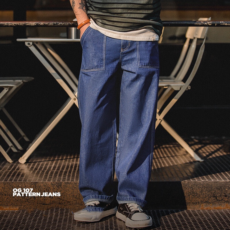 Quần denim MADEN ống suông OG107 kiểu cổ điển Mỹ Nhật 2022