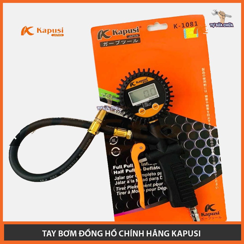 Tay bơm đồng hồ cao cấp chính hãng Kapusi  K-1081có màn hình hiển thị, ĐẦU VÒI BƠM Ô TÔ - XE MÁY