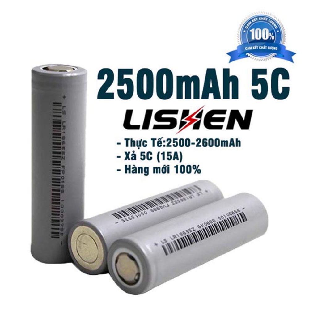 Cell Pin Chính Hãng Lishen xám 2600mAh, Dòng xả cao 10A - Pin 18650 2600mAh