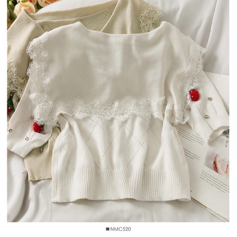 Order áo croptop len dâu Tây Hàng Quảng Châu Dày Mịn