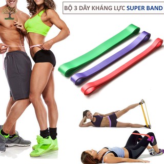 Bộ 3 Dây Kháng Lực Super Band Chuyên Dụng Các Bài Tập Săn Chắc Cơ Mông, Cơ Đùi, Cơ Bụng, 3 Dây Tương Ứng 3 Cấp Lực