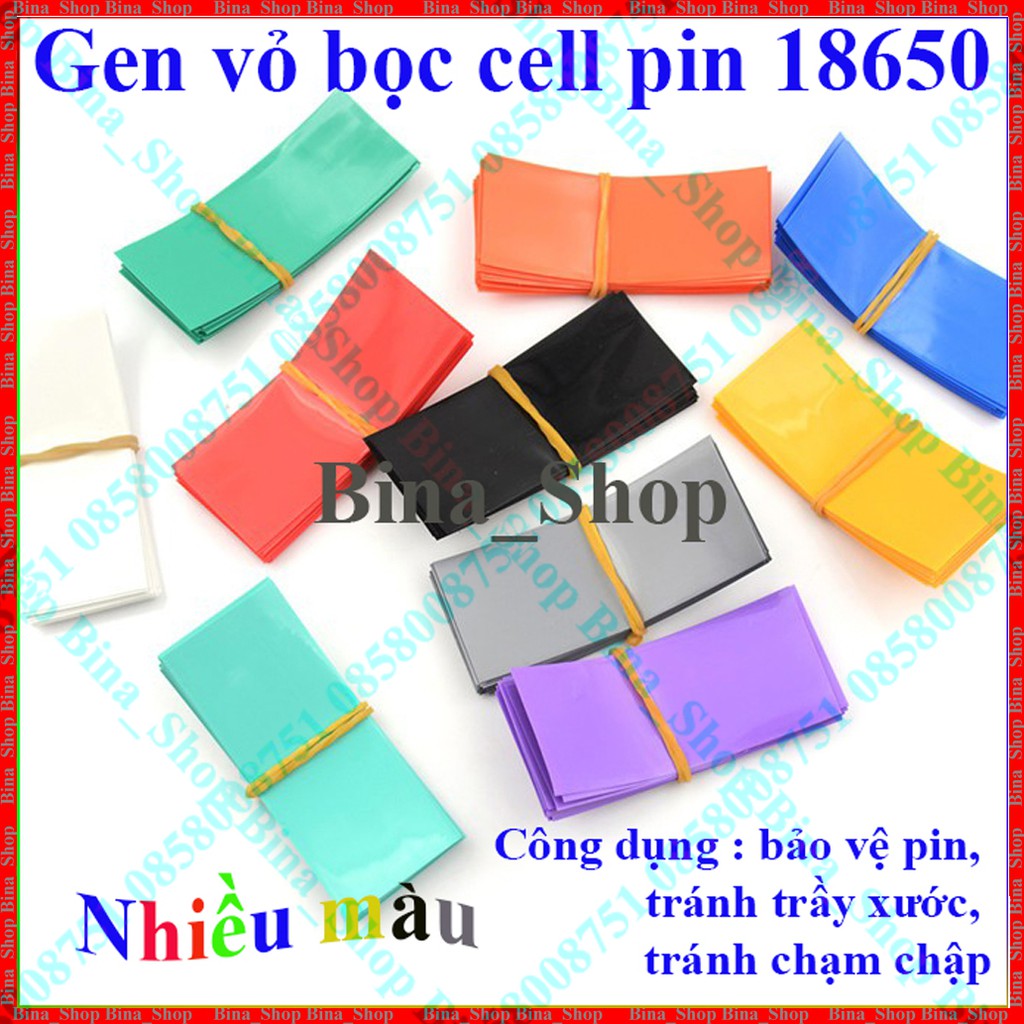 Gen co nhiệt bọc cell pin 18650 Màng co nhiệt Lithium 18650 nhiều màu