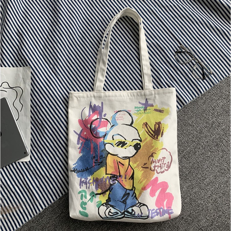 Túi tote có khoá kéo in hình chuột Mickey siêu cool