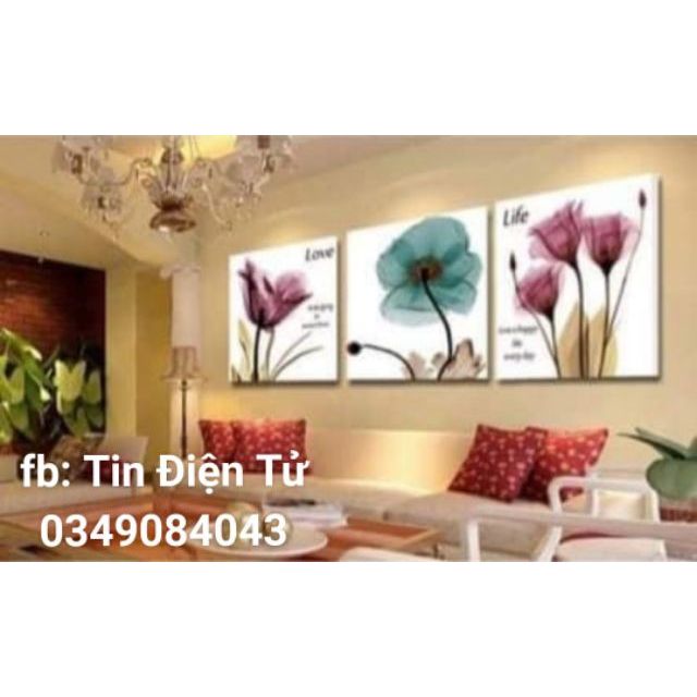 Tranh thêu kín bộ hoa ba bức  hh0798 (68*75) , hh0799 (68*75)  , hh0800 (68*75)