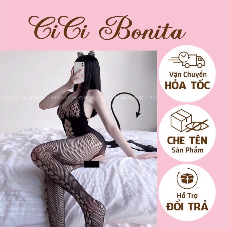 Đồ liền thân lưới gợi cảm/ Bodysuit xuyên thấu CB34 CICI BONITA HCM