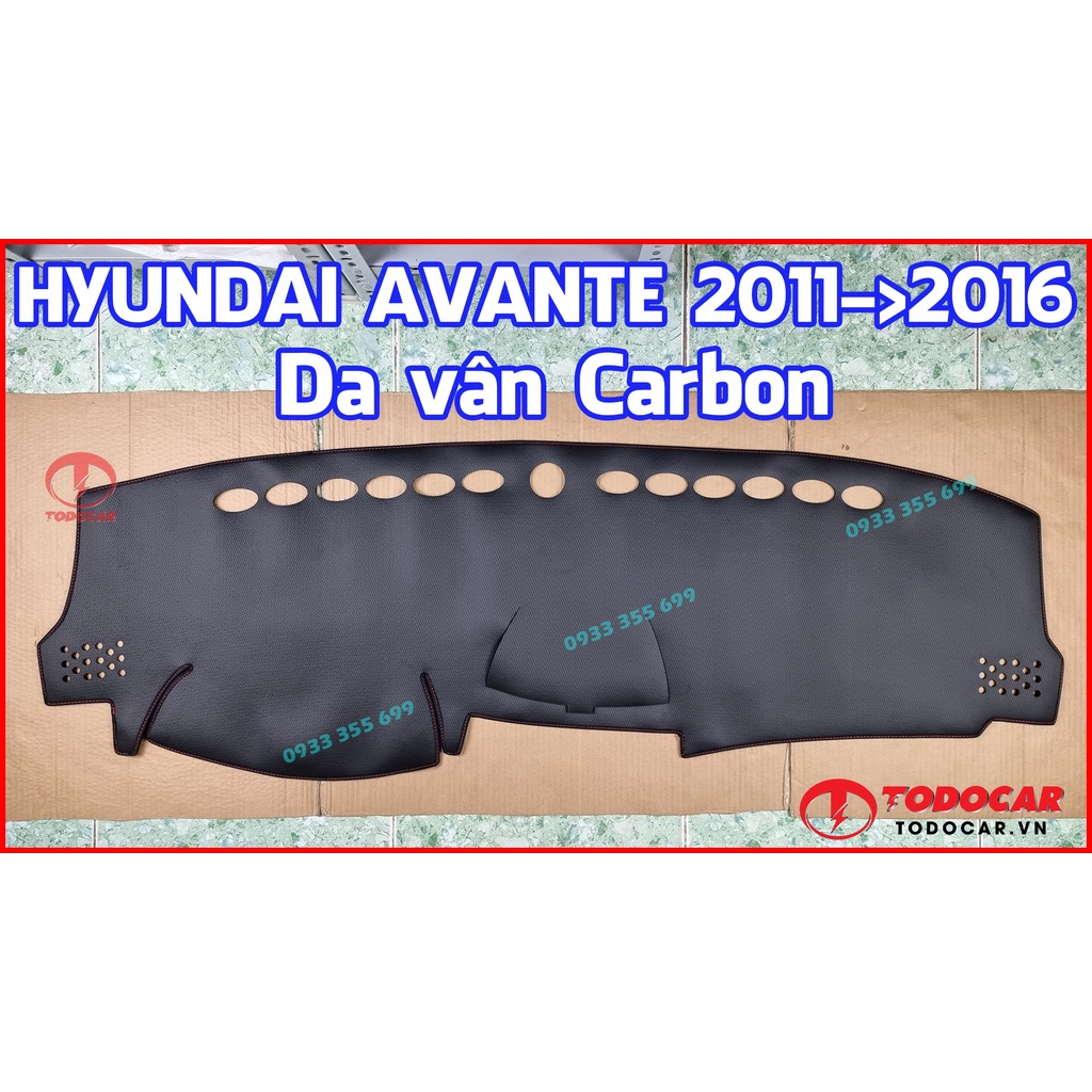 Thảm Taplo HYUNDAI AVANTE bằng Nhung lông Cừu, Da vân Carbon, Da vân Gỗ 2011 2012 2013 2014 2015 2016