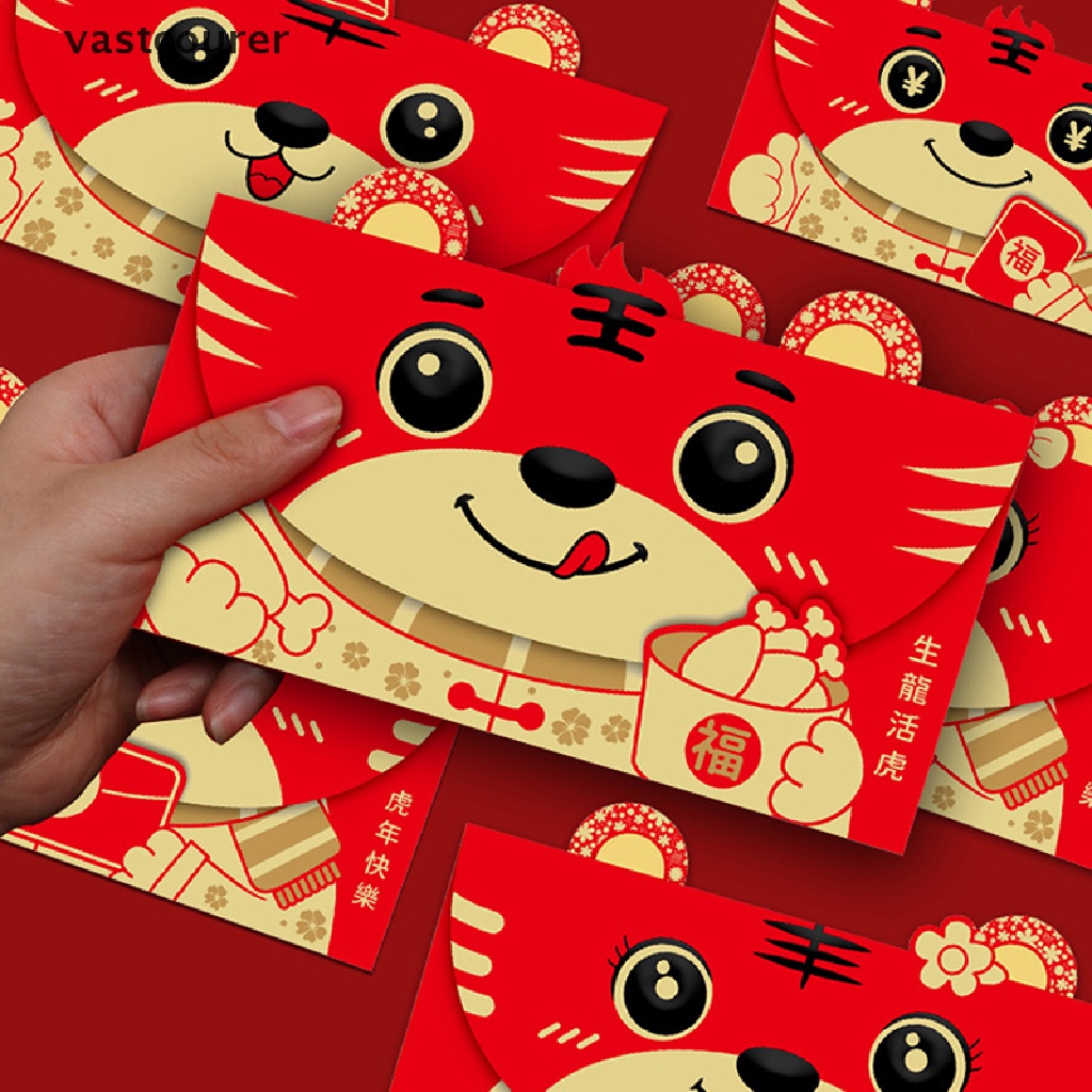 Set 6 bao lì xì đỏ may mắn năm mới 2022