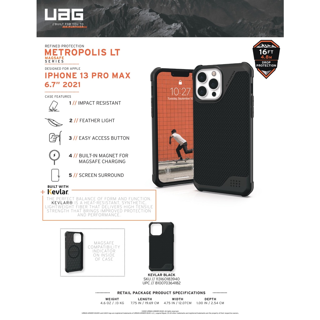 Ốp lưng UAG Metropolis LT w MagSafe cho iPhone 13 Pro Max [6.7 inch]