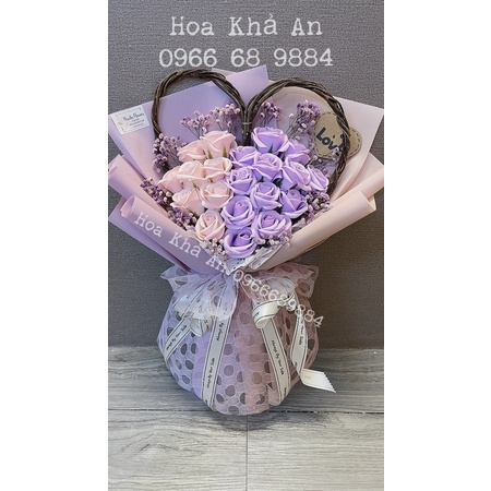 Bó hoa sáp mix tim Salic vĩnh cửu phối babi khô cao cấp